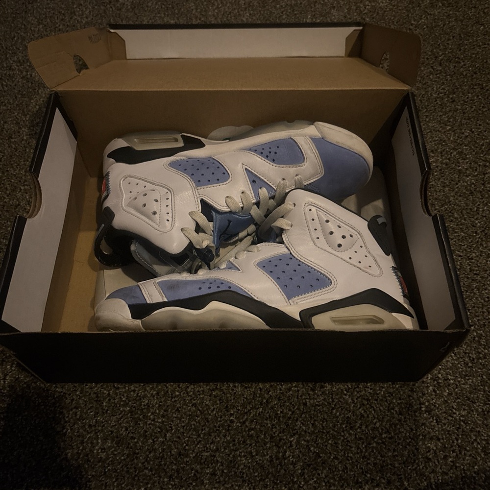 Jordan 6’s UNC White and Light Blue High-Top Sneakers